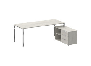 Стол руководителя с опорной тумбой правый, Metal System Direct БГ.СРТ-6.8 Пр, 210х162х75 см
