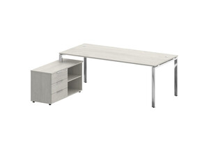 Стол руководителя с опорной тумбой левый, Metal System Direct БГ.СРТ-6.9 Л, 210х172х75 см