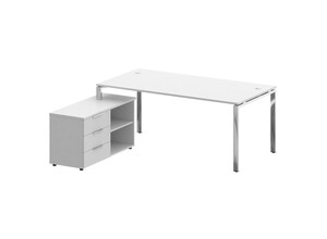 Стол руководителя с опорной тумбой левый, Metal System Direct БГ.СРТ-5.9 Л, 190х172х75 см