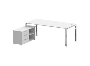 Стол руководителя с опорной тумбой левый, Metal System Direct БГ.СРТ-6.9 Л, 210х172х75 см