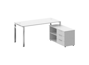 Стол руководителя с опорной тумбой правый, Metal System Direct БГ.СРТ-4.7 Пр, 170х152х75 см