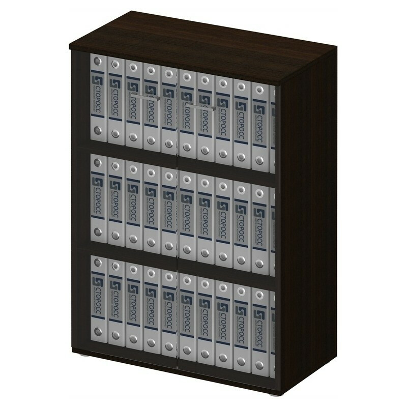 Шкаф для документов средний со стеклянными тонированными дверьми без рамки, Талант 969, 80х45х123 см