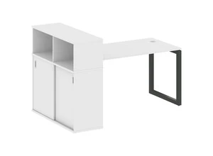 Письменный стол на О-образном м/к с опорным шкафом-купе, Metal system quattro 50x50 50БО.РС-СШК-3.3
